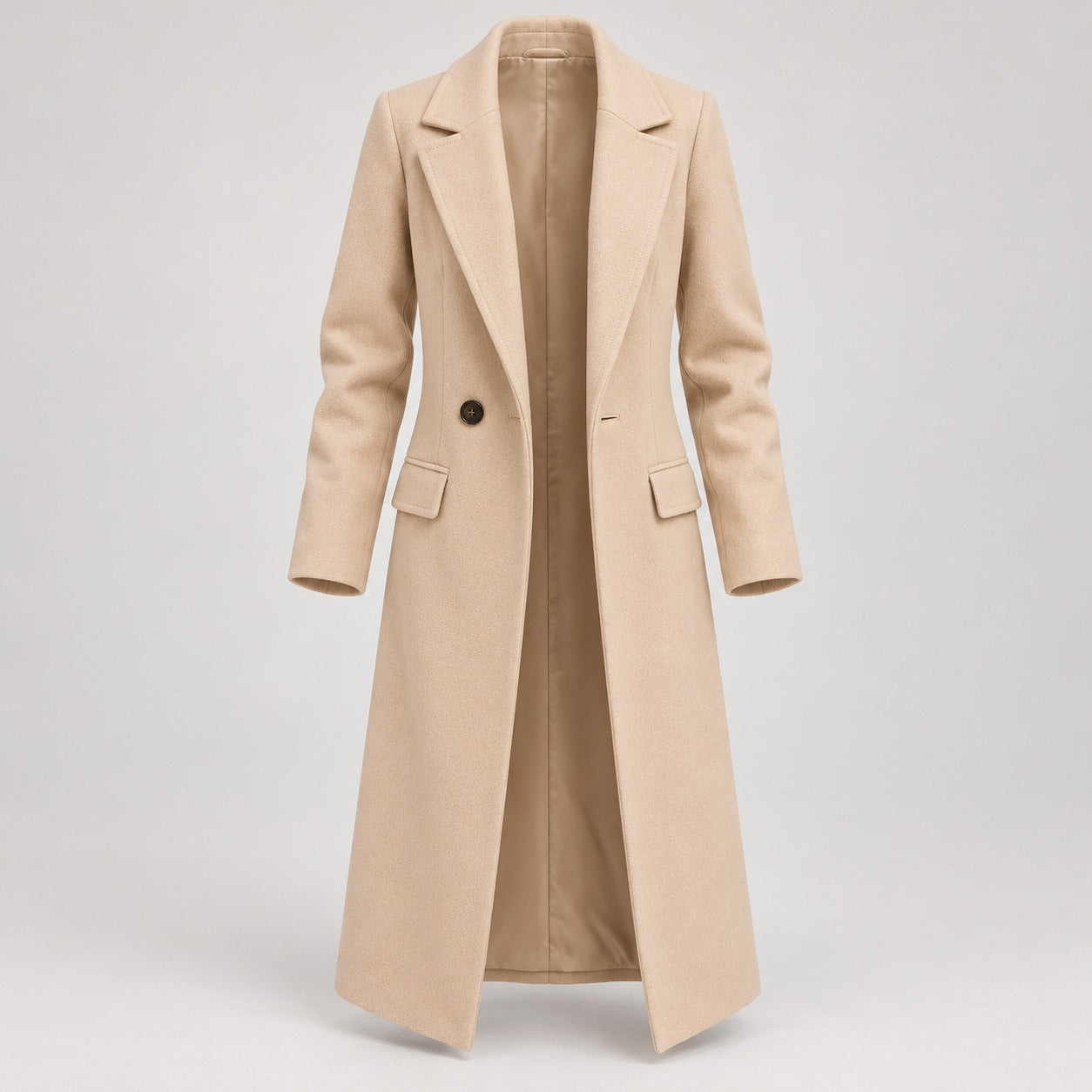 100% Polyester Long Notch-Lapel Coat – Women – studio